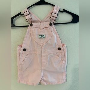 Oshkosh B’gosh Toddler Shortalls Baby Overall Shorts Light Pink Heart Pocket